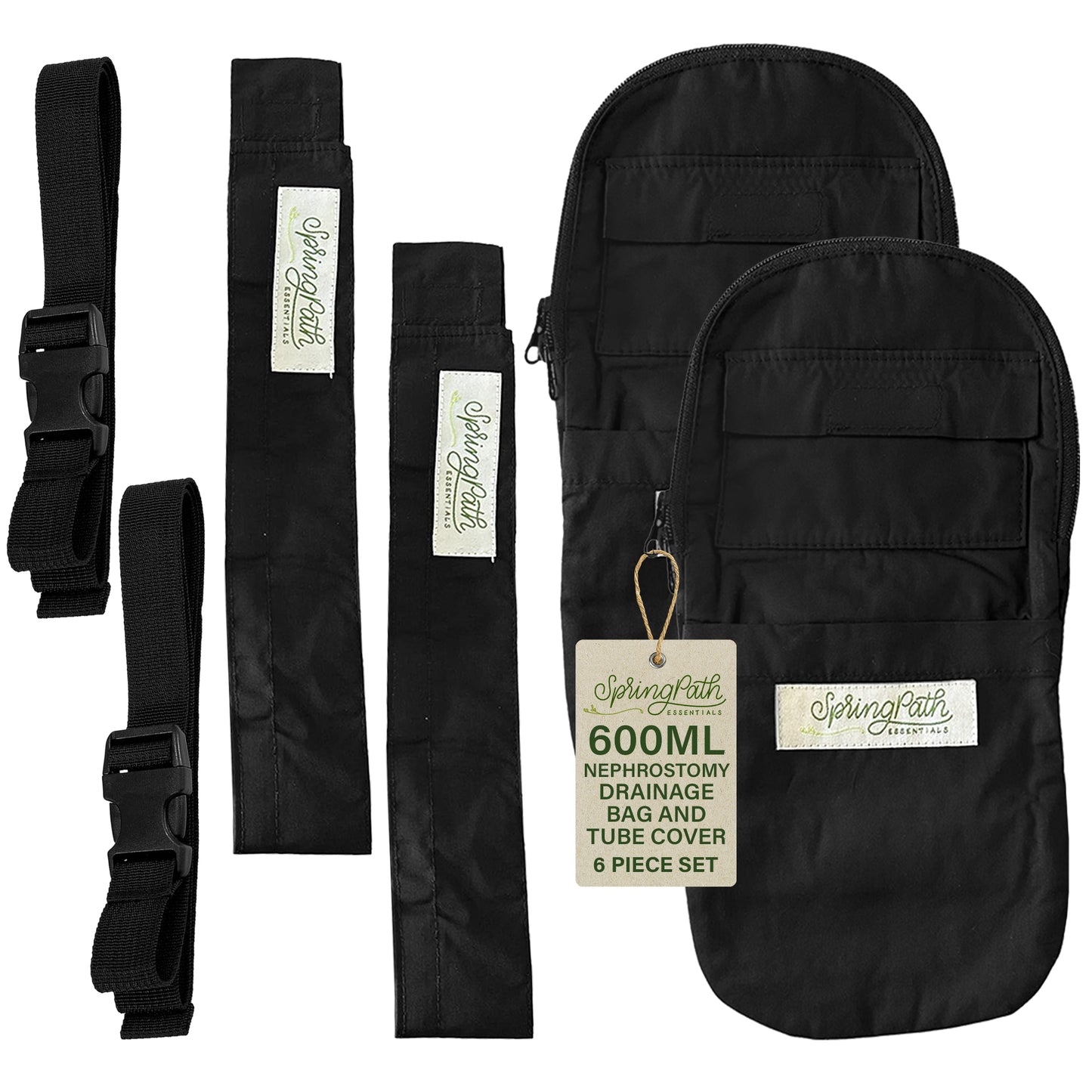 Double Nephrostomy Tube and Drainage Bag Cover - Black