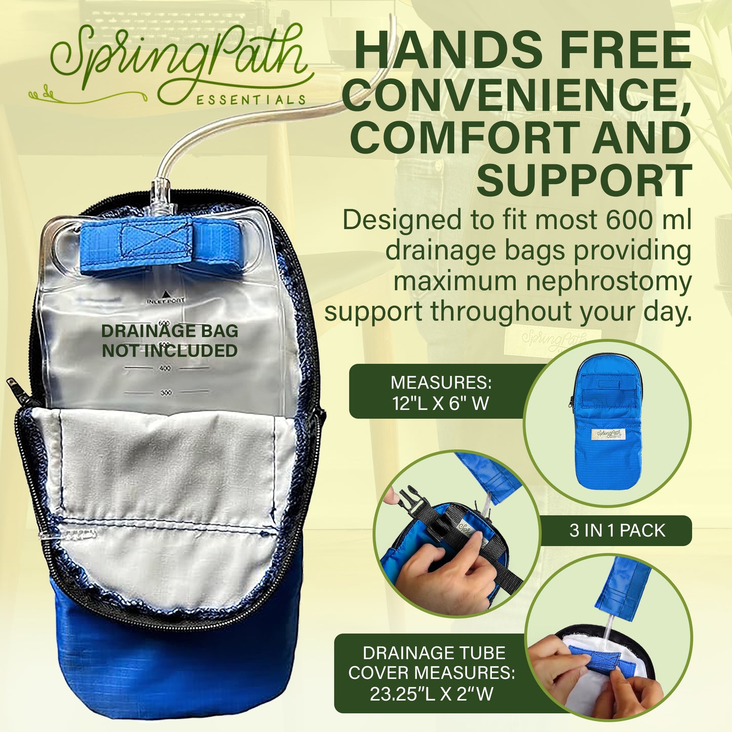 Double Nephrostomy Tube and Drainage Bag Cover - Royal Blue