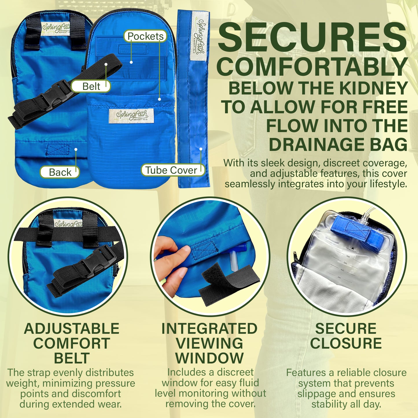 Double Nephrostomy Tube and Drainage Bag Cover - Royal Blue