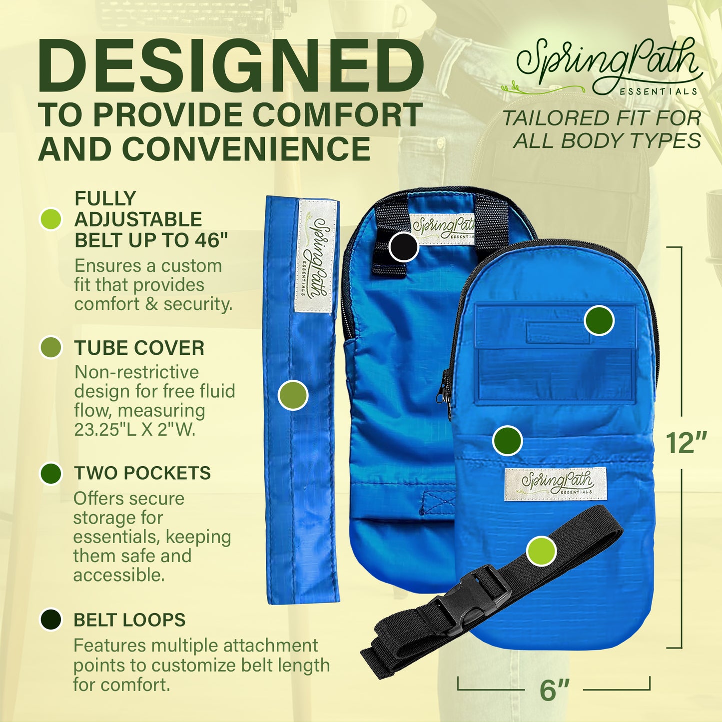 Double Nephrostomy Tube and Drainage Bag Cover - Royal Blue