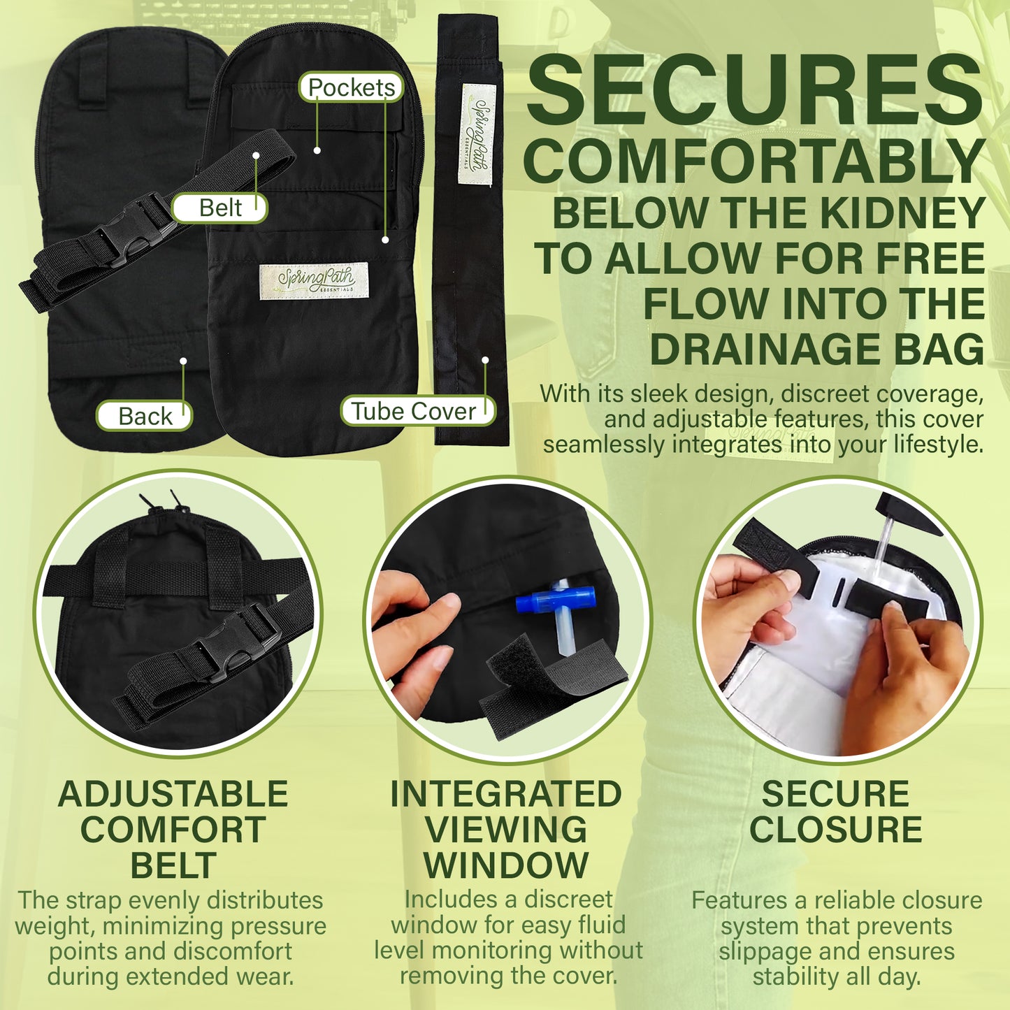 Nephrostomy Tube and Drainage Bag Cover - Black