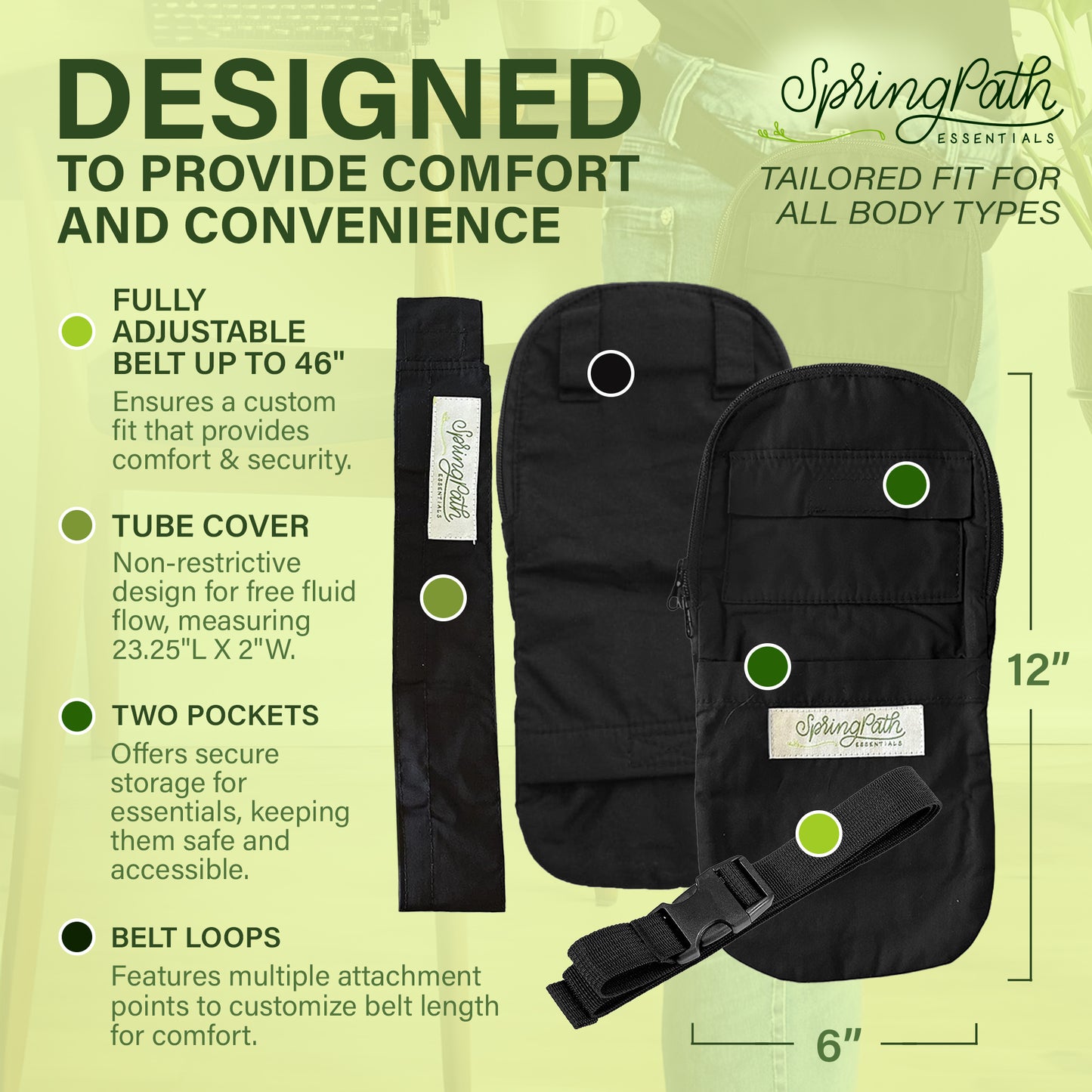 Nephrostomy Tube and Drainage Bag Cover - Black